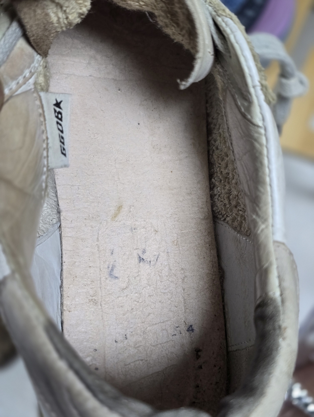 Golden Goose White Sneakers with Gray Suede and Burgundy Star Size 40 - Picture 11 of 15